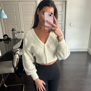 Fuzzy Cropped Cardigan